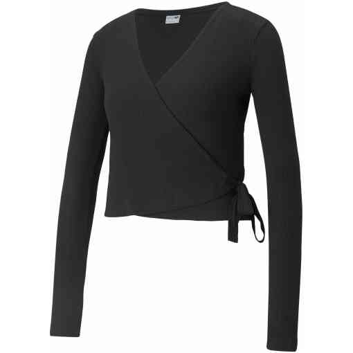 Bluza PUMA pentru femei CLASSICS RIBBED LONGSLEEVE WRAP TOP - 58998401-Imbracaminte-Bluze