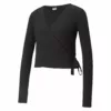 Bluza PUMA pentru femei CLASSICS RIBBED LONGSLEEVE WRAP TOP - 58998401-Imbracaminte-Bluze