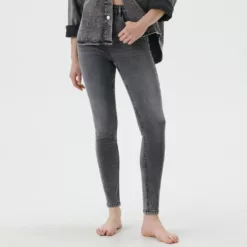 Sinsay - Blugi skinny high waist - Gri-Collection > all > jeans