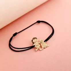 Bratara Familie - 2 Membri - caine Labrador -pandant Aur Galben 14K - snur matase vegetala reglabil-Bratari din Aur Personalizate-Personalizate >> Ocazie >> Familia mea