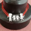 Bratara Familie - 4 Membri - pandant Argint 925 - snur rosu matase vegetala reglabil-Familia mea-Personalizate >> Ocazie >> Familia mea