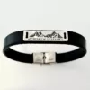 Bratara barbateasca cu piele - Placuta cu peisaj de munte si coordonate - Argint 925 - Inchizatoare clips inox-Pentru el-Personalizate >> Ocazie >> Bijuterii tematice pasiuni