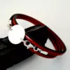 Bratara cu banut personalizat si piele naturala multistrat - Argint 925 - inchizatoare carabina-Bratari Argint Femei-Personalizate >> Ocazie >> Pentru cei dragi