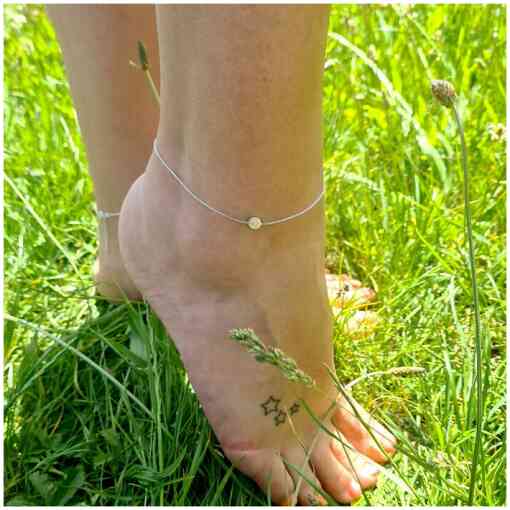 Bratara de picior - Rasarit de vara - Element banut - Argint 925 - Lantisor realizat pe marimi-Bratari picior-Personalizate >> Ocazie >> Pentru cei dragi