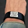 Bratara pentru barbati - personalizata cu QR code - Argint 925 si piele lata-Bijuterii cu QR code-Personalizate >> Tip Bijuterie >> Pentru el >> Promoții