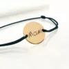 Bratara personalizata - Gravura scrisului de mana - banut de 15 mm - Argint 925 placat cu Aur Galben 18K - snur reglabil-Bratari Argint-Argint >> Bratari personalizate