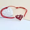 Bratara personalizata - Inima LOVE decorata cu email - Argint 925 - Snur reglabil