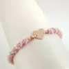 Bratara personalizata cu snur ADN - Inima cu 2 bilute de 3 mm - Aur Roz 14K-Bratari Aur Femei-Personalizate >> Ocazie >> Pentru cei dragi