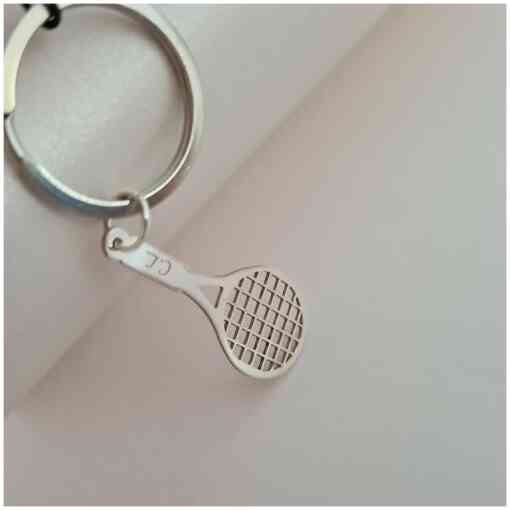 Breloc personalizat - Racheta de tenis - Argint 925 - Inel otel inoxidabil-Brelocuri personalizate-Personalizate >> Ocazie >> Bijuterii tematice sport