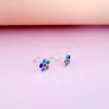 Cercei Floare multicolora - Decorati cu email - Argint 925 - Inchidere surub-Cercei Argint-Toate >> Argint 925 >> Cercei Argint