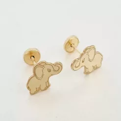 Cercei copii/bebe - Model elefant - Aur Galben 14K - Inchizatoare cu filet-Cercei din Aur Bebe/Copii-Aur >> Aur 14K >> Cercei din Aur Personalizati