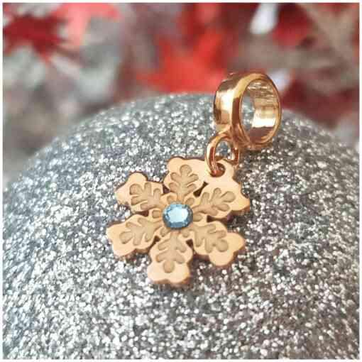 Charm personalizat Craciun - Fulg de zapada - Argint 925 placat cu Aur roz 18K - cristal Swarovski-Charm-uri Craciun-Ocazii >> Craciun >> Charm-uri Craciun >> Promoții