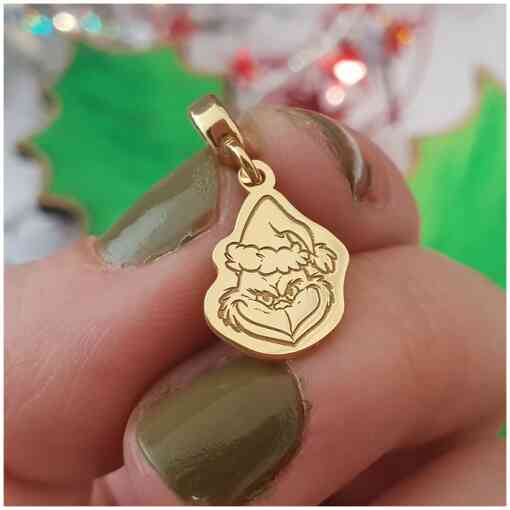 Charm personalizat Craciun - Grinch - Argint 925 placat cu Aur galben 18K-Charm-uri Craciun-Ocazii >> Craciun >> Charm-uri Craciun >> Promoții