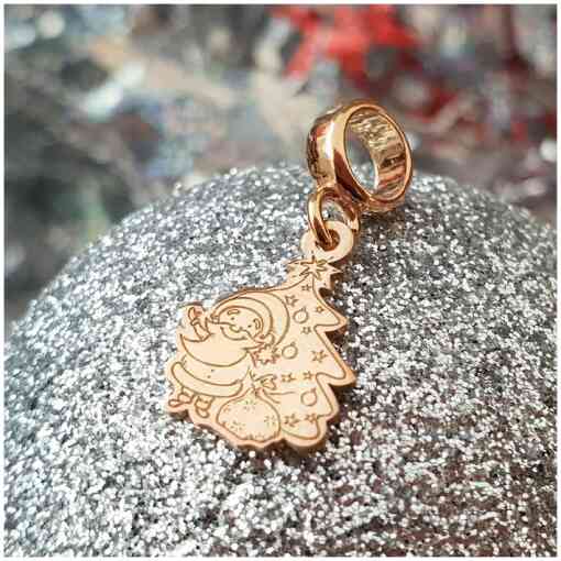 Charm personalizat Craciun - Mos si brad - Argint 925 placat cu Aur roz 18K-Charm-uri Craciun-Ocazii >> Craciun >> Charm-uri Craciun >> Promoții