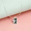Choker cu pisica si cristal Swarovski - Argint 925 - Lant silicon-Chokere personalizate-Toate >> Argint 925 >> Lantisoare Argint