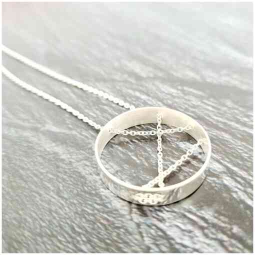 Colier geometric - Pandantiv inel - Argint 925 - Inchizatoare carabina-Lantisoare Argint-Argint >> Lantisoare personalizate