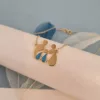Colier personalizat decorat cu email albastru- Familia 4 membri în formă de picături - Argint 925 placat cu Aur Galben de 18K-Lantisoare Argint-Personalizate >> Ocazie >> Familia mea