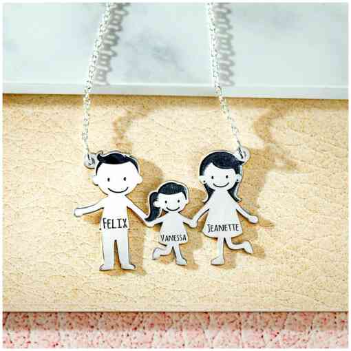 Lantisor Familie - 3 Membri - Argint 925-Familia mea-Personalizate >> Ocazie >> Familia mea