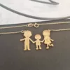 Lantisor Familie - 3 Membri - Argint 925 placat cu Aur 18K-Familia mea-Personalizate >> Ocazie >> Familia mea