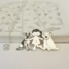 Lantisor Familie - 3 Membri - Fetita ciobanesc si labrador - Argint 925-Iubitori de animale-Personalizate >> Ocazie >> Familia mea
