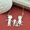 Lantisor Familie - 4 Membri cu Bulldog - Argint 925-Familia mea-Personalizate >> Ocazie >> Familia mea