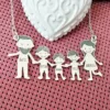 Lantisor Familie - 5 Membri - Tata cu barba si baieti cu parul cret - Argint 925-Familia mea-Personalizate >> Ocazie >> Familia mea