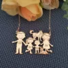 Lantisor Familie - 6 Membri cu 2 Husky - Argint 925 placat cu Aur 18K-Familia mea-Personalizate >> Ocazie >> Familia mea