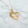 Lantisor Inima - Mama si fiu - Argint 925 placat cu Aur 18K