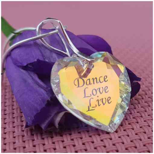 Lantisor cristal Swarovski inima gravat - Live Love Dance-Cristale Swarovski gravate-Personalizate >> Ocazie >> Bijuterii tematice pasiuni