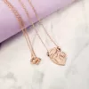 Lantisor cu Diamant natural - Pandantiv Inima - Mama si fiica - Argint 925 placat cu Aur Roz 18 K-Lantisoare Argint 925 cu Diamant natural-Argint >> Lantisoare personalizate