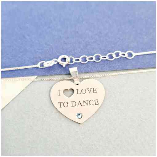 Lantisor cu pandant - I love to dance - Argint 925 si cristal Swarovski-Bijuterii tematice pasiuni-Personalizate >> Ocazie >> Bijuterii tematice pasiuni