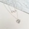 Lantisor personalizat - 2 Straturi - Inima si infinit - Argint 925 - Cristal Swarovski-Lantisoare Argint-Argint >> Lantisoare personalizate