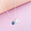 Lantisor personalizat cu 2 pandantive - Floare multicolora cu email - Banut cu nume si inima decupata - Argint 925-Lantisoare Argint-Personalizate >> Ocazie >> Bijuterii cu nume