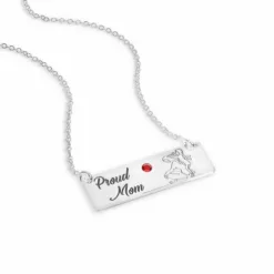 Lantisor personalizat cu pandantiv placuta - Proud mom - Argint 925 - Cristal Swarovski-Lantisoare Argint-Personalizate >> Ocazie >> Familia mea