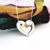 Lantisor personalizat si decorat cu email colorat - Pandantiv inima - Familie 3 membri - Argint 925-Bijuterii decorate cu email colorat-Argint >> Lantisoare personalizate