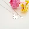 Set 2 lantisoare - Inima decupata dintr-o frunza de trifoi - Argint 925-Lantisoare Argint-Personalizate >> Ocazie >> Pentru cei dragi