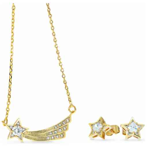 Set colier si cercei - Wish Upon a Star - placat cu aur 18K-Miss Gold-Colectii >> Miss Gold >> Seturi Miss Gold
