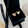 Cercei Bulldog - Aur Galben 14K - inchidere surub-Cercei Aur-Personalizate >> Ocazie >> Iubitori de animale
