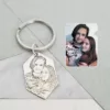 Breloc personalizat cu poza - Amintire dragă - Hexagon 30x18 mm din Argint 925 - Inel otel inoxidabil-Fotogravura-Personalizate >> Tip Bijuterie >> Pentru el >> Noutati