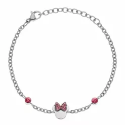 Bratara Disney Minnie Mouse fundita cu cristale - Otel Medical Inoxidabil si Cristale Roz-Disney-Disney >> Noutati