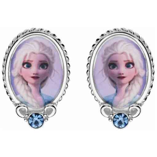 Cercei Disney cu poza color Frozen Elsa - Argint 925 si Cristale-Disney-Disney >> Noutati