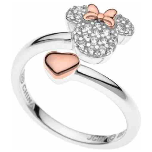 Inel reglabil Disney Minnie Mouse si inimioara roz - Argint 925-Disney-Disney >> Noutati