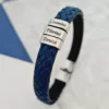 Bratara barbateasca Blue Sky - 3 Elemente inox arginti - Piele impletita albastra cu inchizatoare clips din inox-Cadouri pentru EL-Craciun >> Cadouri pentru EL >> Noutati