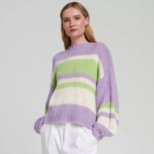 Sinsay - Pulover în dungi - Violet-Collection > all > sweaters