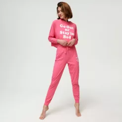 Sinsay - Set pijama din bumbac - Roz-Collection > lingerie > pajamas