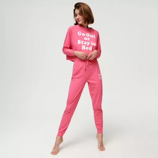 Sinsay - Set pijama din bumbac - Roz-Collection > lingerie > pajamas