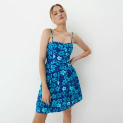 Mohito - Rochie albastră mini cu model floral - Turcoaz-All > dresses