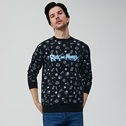 Sinsay - Bluză sport Rick and Morty cu inscripție - Negru-For him > clothes > sweatshirts