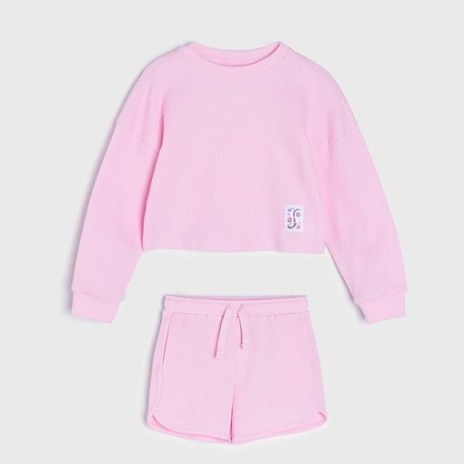 Sinsay - Set bluză și pantaloni scurți sport - Roz-Kids > kid girl > sets