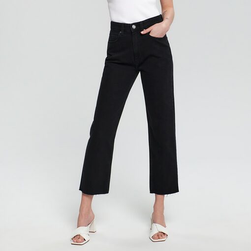 Sinsay - Blugi high waist straight - Negru-Collection > all > jeans